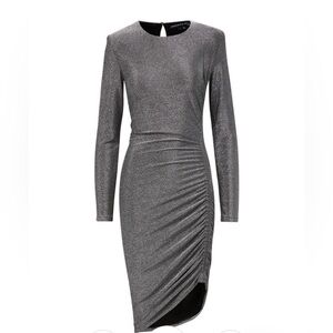 Veronica Beard Cyrus Long Sleeve Shimmer Ruched Mini Dress Size XS  NWT